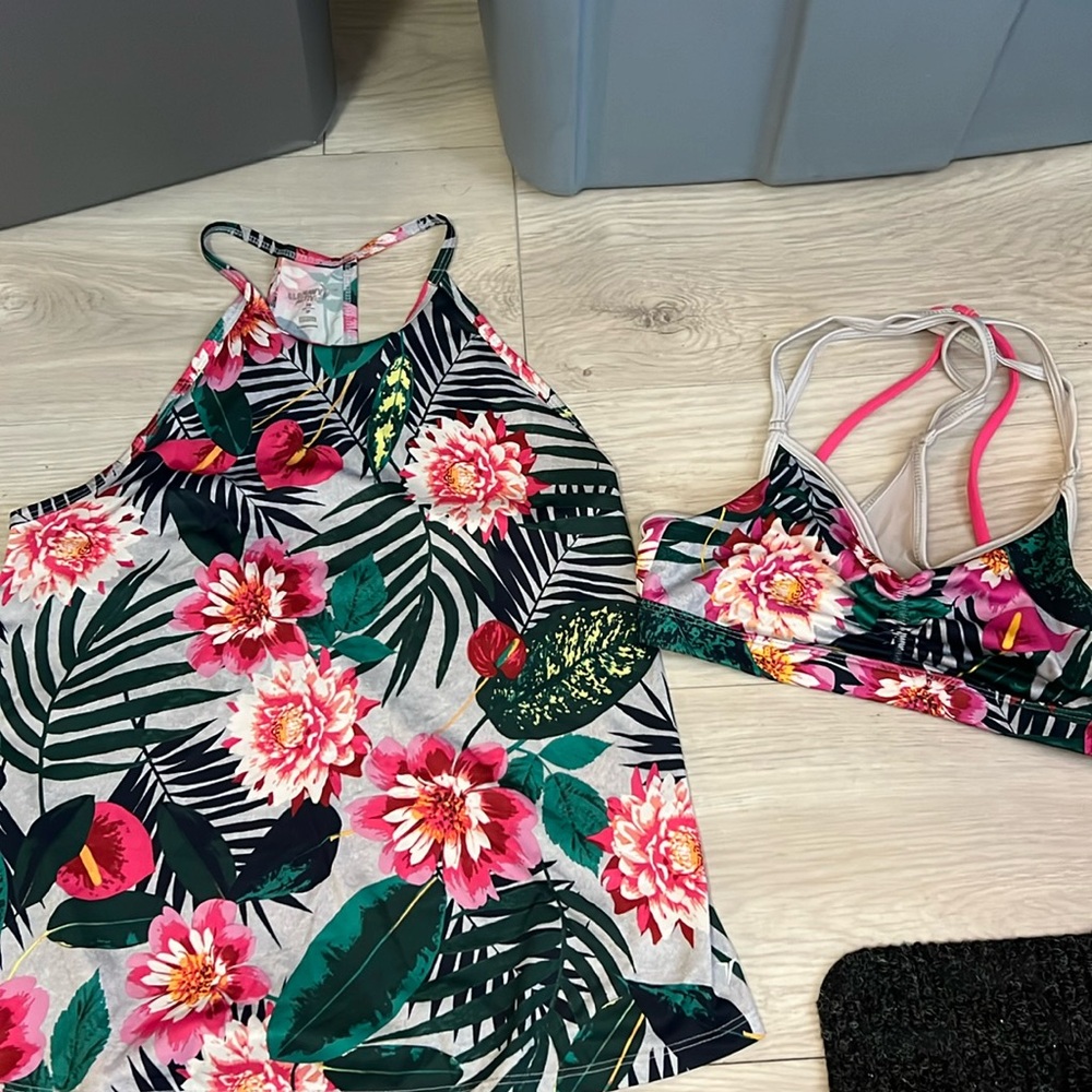 Matching sports bra and halter tank